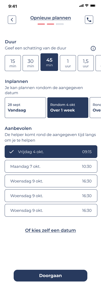 Kies periode opnieuw plannen